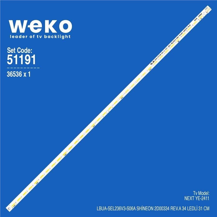 Wkset-6191 36536X1 Lbua-Sel236v3-S06A Shineon 2D00334 Rev.A 1 Adet Led Bar (34Led)