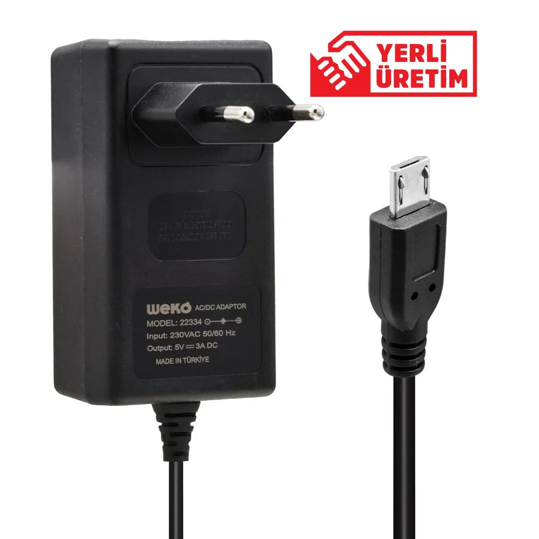 Weko 5 Volt - 3 Amper Micro Usb Uçlu Priz Tipi Adaptör