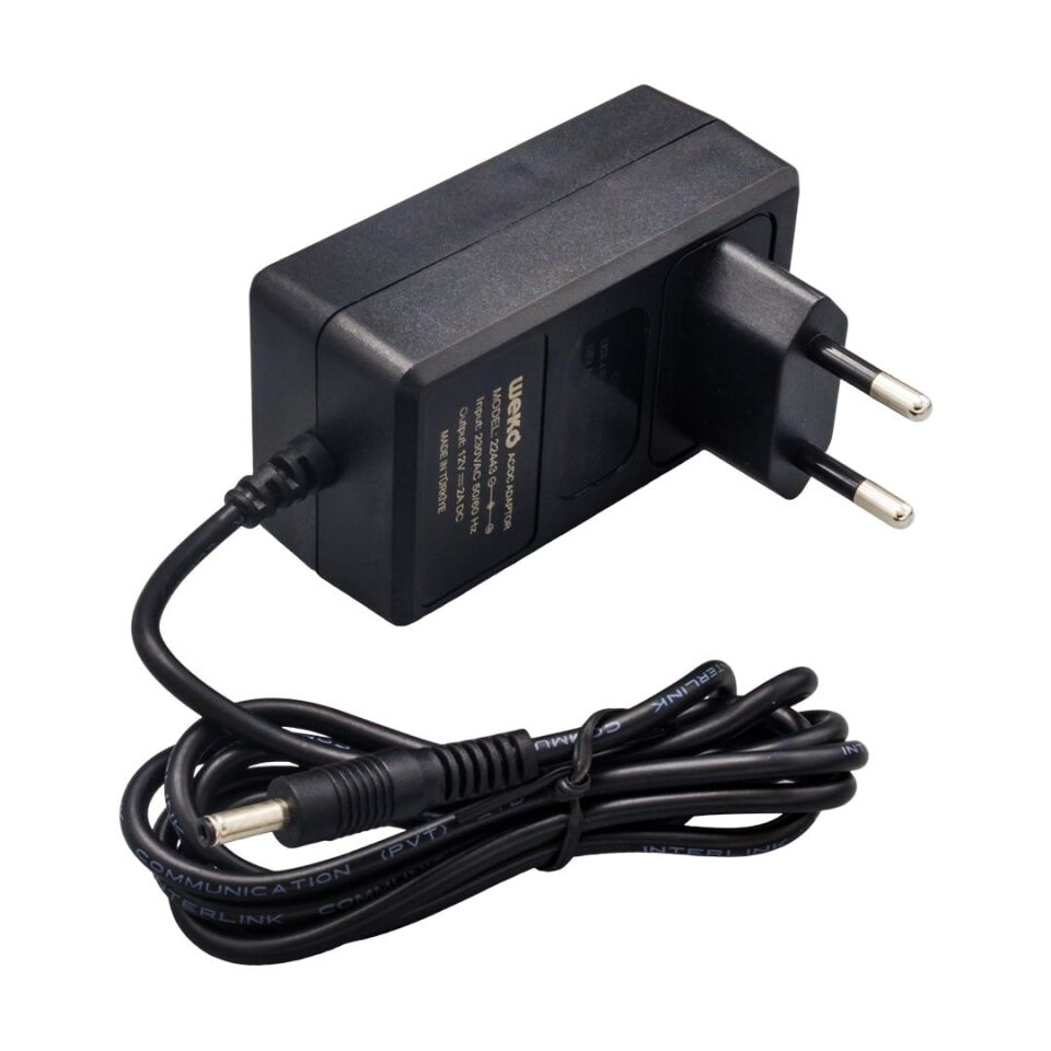 Weko 12 Volt - 2 Amper 2.5*0.7 Uçlu Yerli Üretim Plastik Kasa Priz Tipi Adaptör