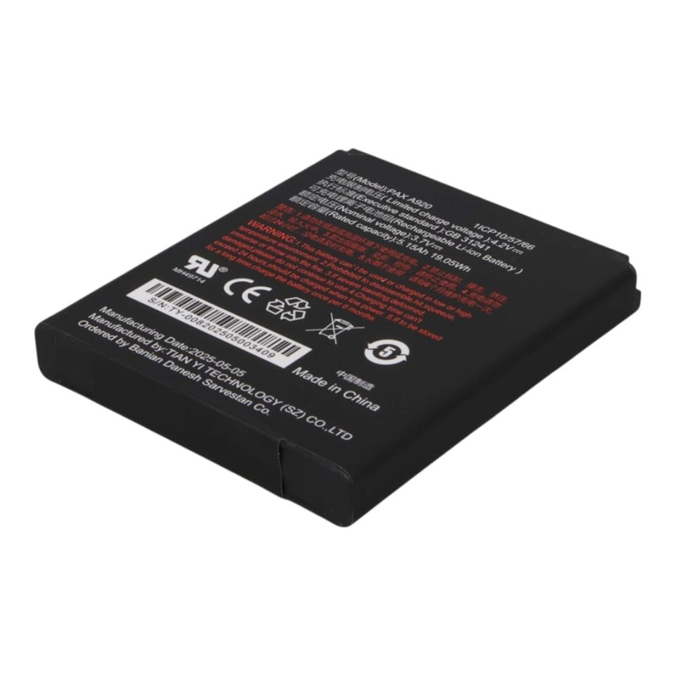 Pax A920 Uyumlu Lityum-Polimer 3.7 Volt 5150 Mah Şarjlı Pos Cihazı Pili