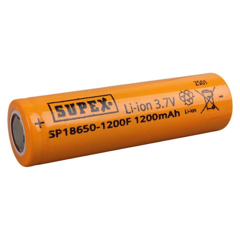 Supex 1865-1200F 3.7 Volt Li-İon 1200 Mah Düz Kafa (Başlıksız) Şarjlı Pil