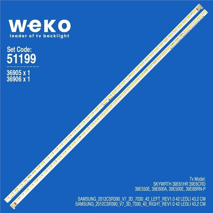 Wkset-6199 36905X1 36906X1 Samsung_2012Csr390_V7_3D_7030_42_Left/Rıght 2 Adet (42Led)