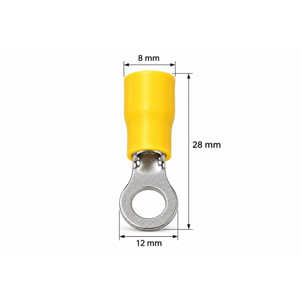 Powermaster PM-39079 4-6Mm2 Kesit 28X12x8mm Soket Sarı İzoleli Kablo Pabucu