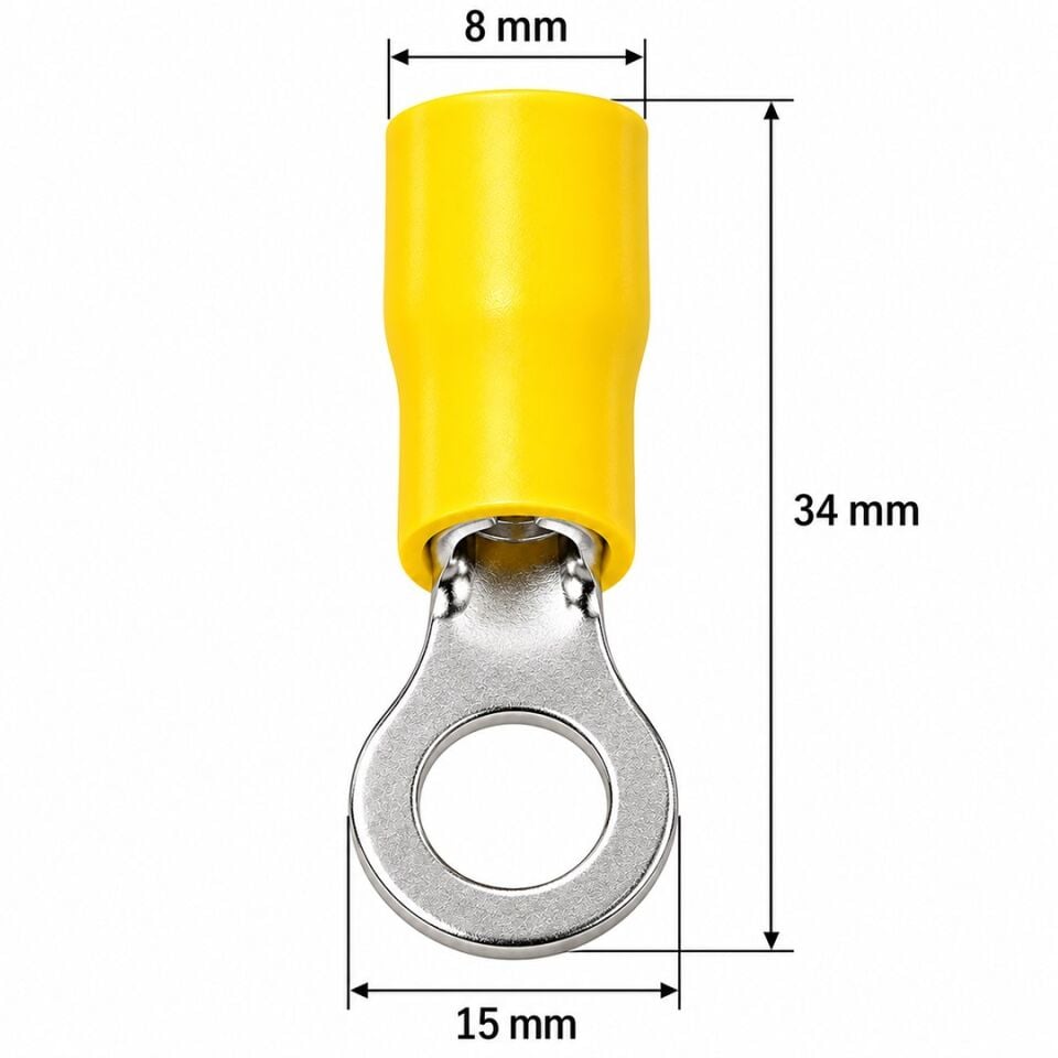 Powermaster PM-39078 4-6Mm2 Kesit 34X15x8mm Soket Sarı İzoleli Kablo Pabucu