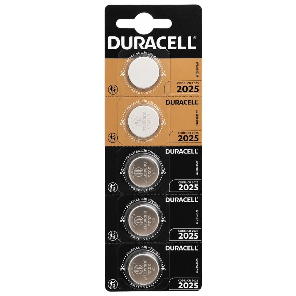 Duracell CR2025 3V Lityum Düğme Pil 5'Li Paket