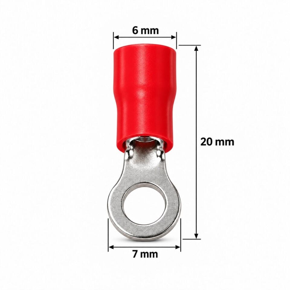 Powermaster PM-39070 0,5-1,5Mm2 Kesit 20X6x7mm Soket Kırmızı İzoleli Kablo Pabucu