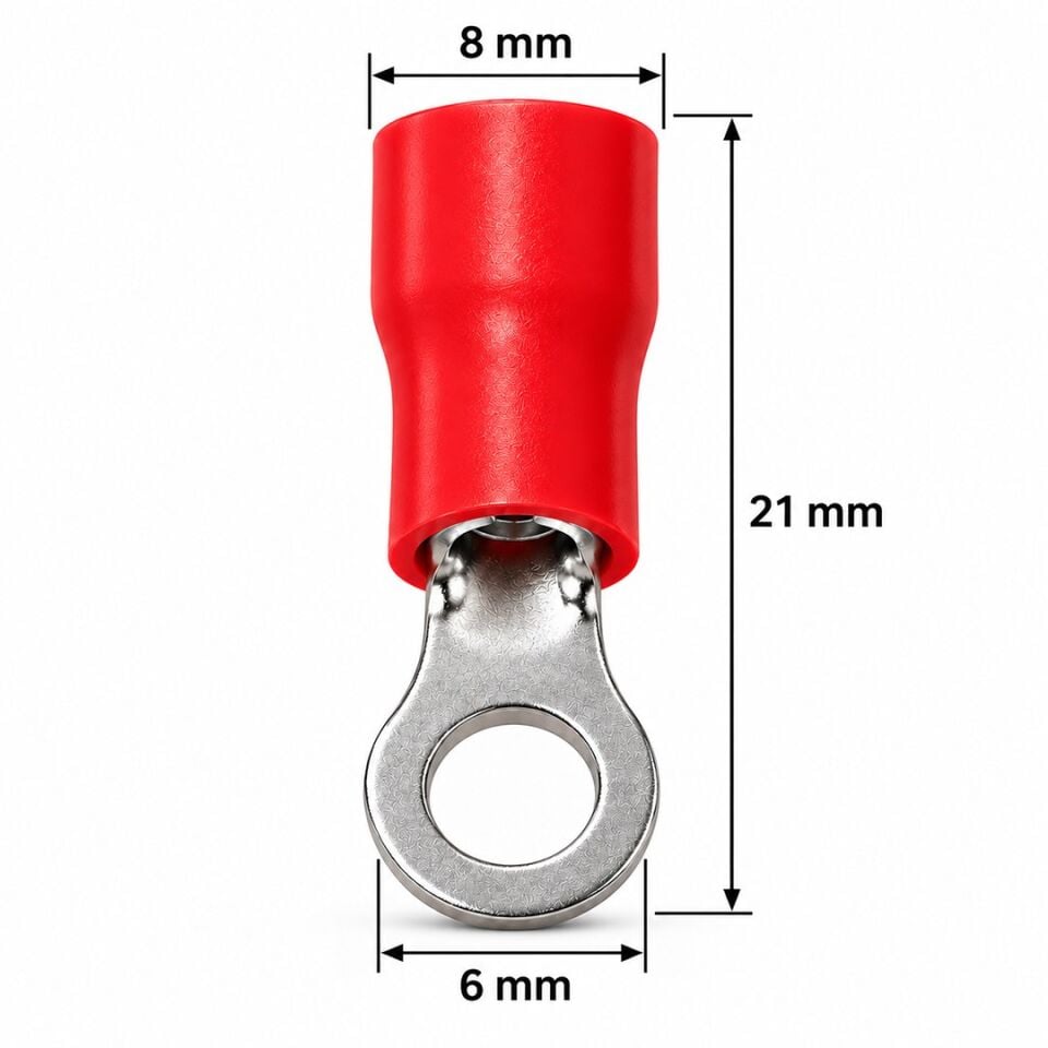 Powermaster PM-39069 0,5-1,5Mm2 Kesit 21X8x6mm Soket Kırmızı İzoleli Kablo Pabucu