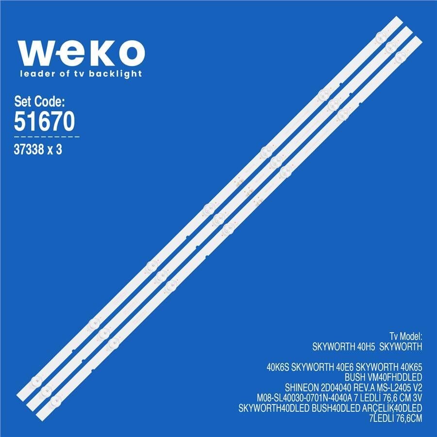 Wkset-6670 37338X3 Shıneon 2D04040 Rev.A Ms-L2405 V2 3 Adet Led Bar