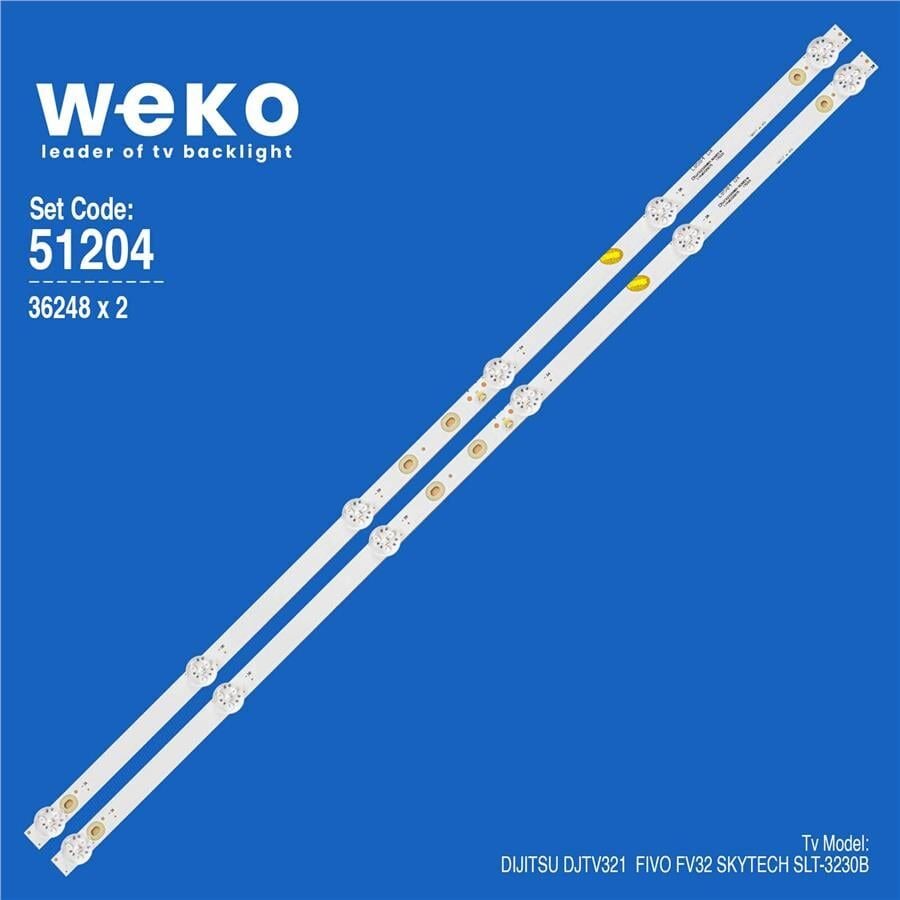 Wkset-6204 36248X2 Sj.Cx.D3200601-3030Hs-M 2 Adet Led Bar (6V6led57,2Cm)