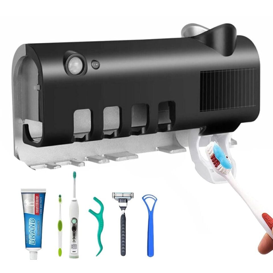 Sunup Otomatik Diş Macunu Sıkıcı UV Sterilizasyonlu Çoklu Fırça Tutucu