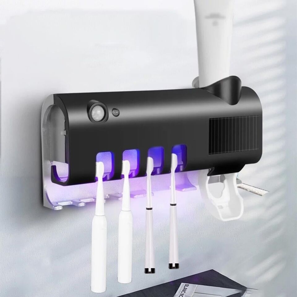 Sunup Otomatik Diş Macunu Sıkıcı UV Sterilizasyonlu Çoklu Fırça Tutucu