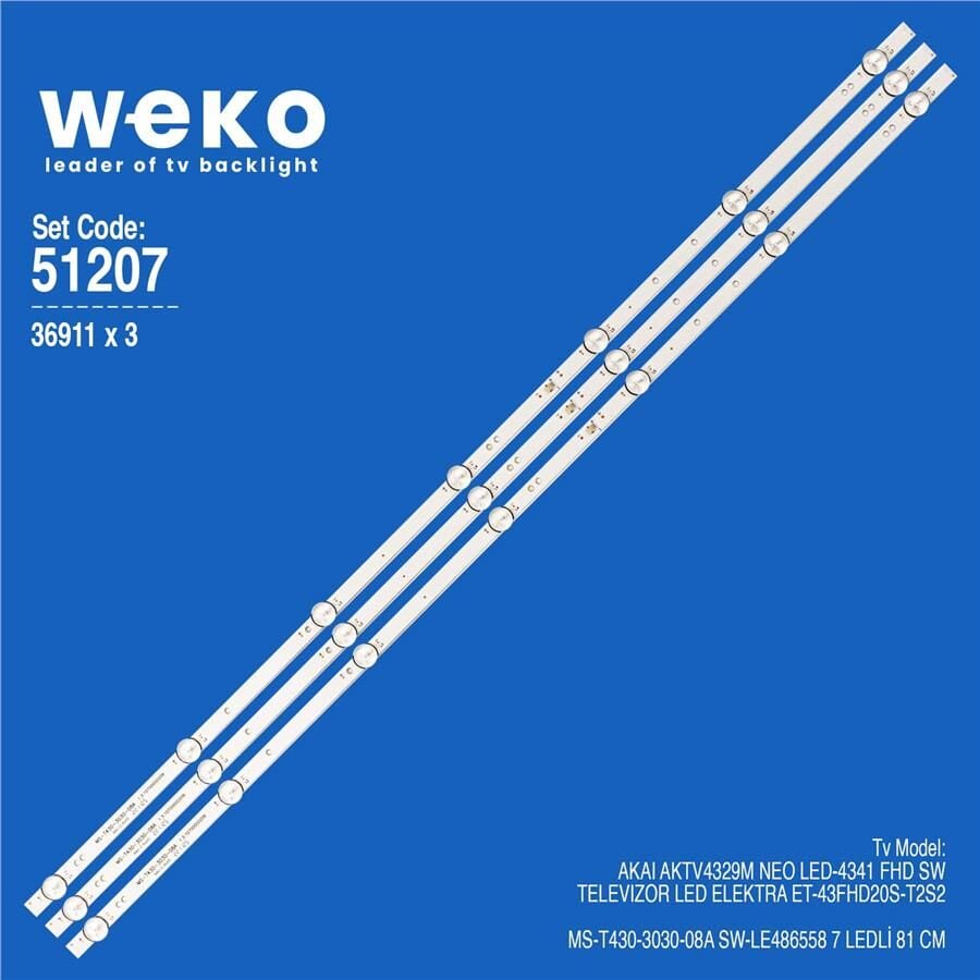Wkset-6207 36911X3 Ms-T430-3030-08A Sw-Le486558 3 Adet Led Bar