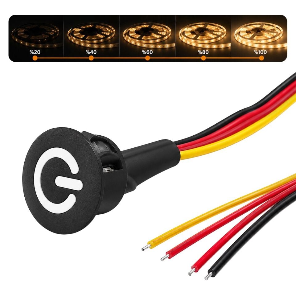 Powermaster PM-30799 3V DC 10Mm Gömme Dokunmatik LED Dimmer Kontrolcüsü Switch Buton