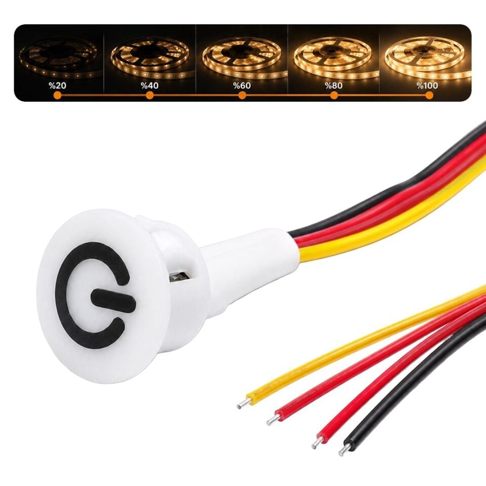 Powermaster PM-30798 12V DC 16Mm Gömme Dokunmatik LED Dimmer Kontrolcüsü Switch Buton
