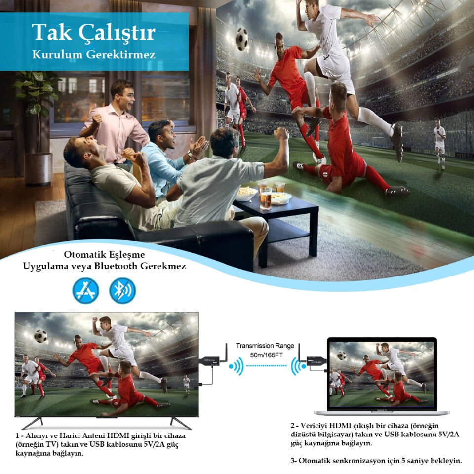 Powermaster PM-19864 50 Metre HDMI Kablosuz Extender