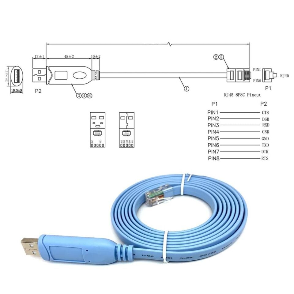 Powermaster PM-25874 USB FT232RL Chip To RJ45 Ethernet Kablo