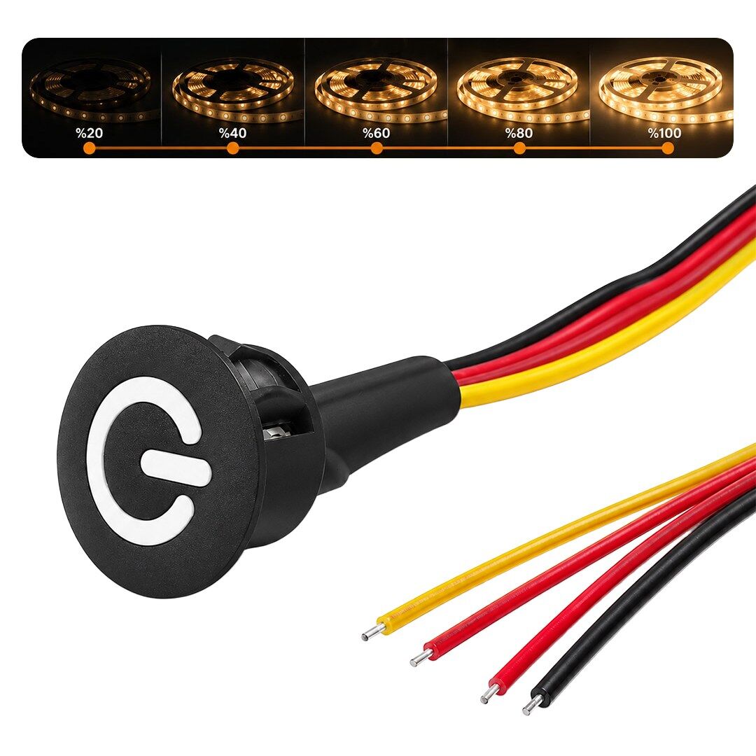Powermaster PM-30765 5V DC 10Mm Gömme Dokunmatik LED Dimmer Kontrolcüsü Switch Buton