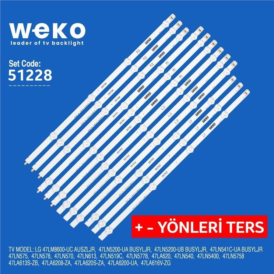 Wkset-6228 35729X3 35751X3 35752X3 35753X3 Led 47La620s + Ve - Yönleri Ters 12 Adet Led Bar