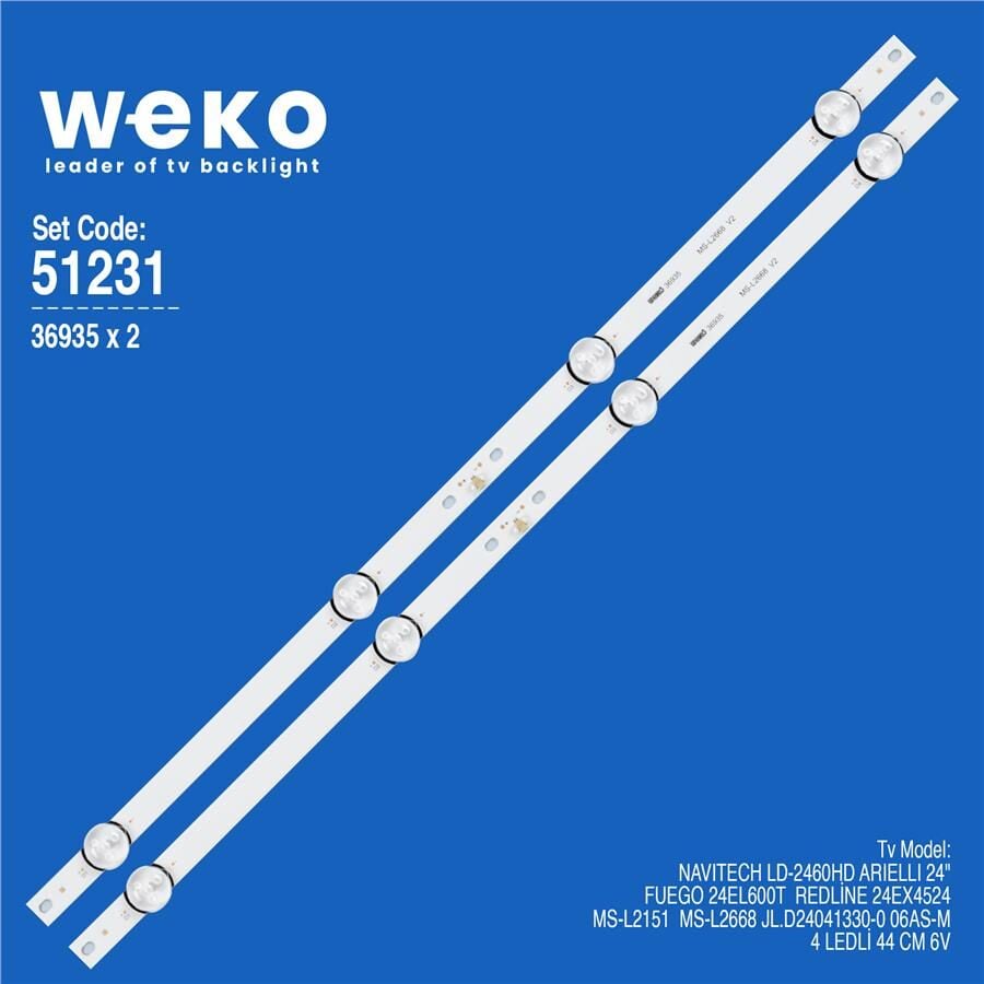Wkset-6231 36935X2 Ms-L2151 / Ms-L2668 V2 / Jl.D24041330-0 06As-M 2 Adet Led Bar