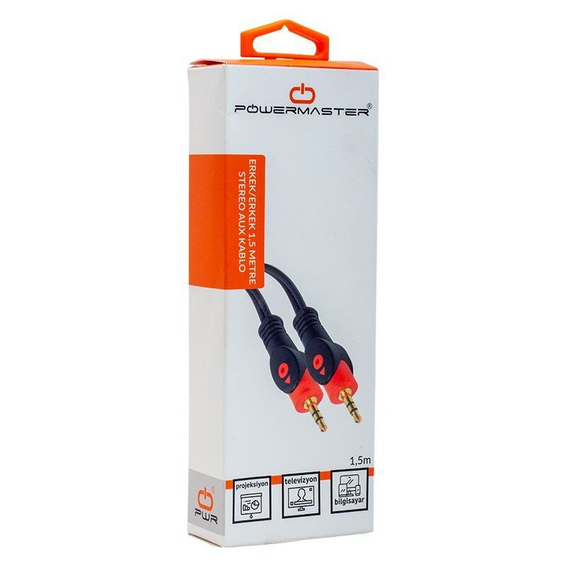 Powermaster 3.5 Mm Erkek-Erkek 1.5 Metre Stereo Aux Kablo