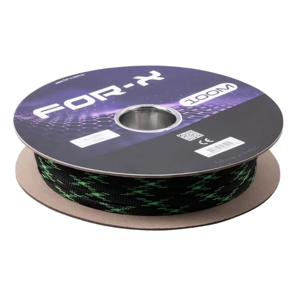 For-X X-110YS Yeşil-Siyah 10mm 100 Metre Kablo Çorabı