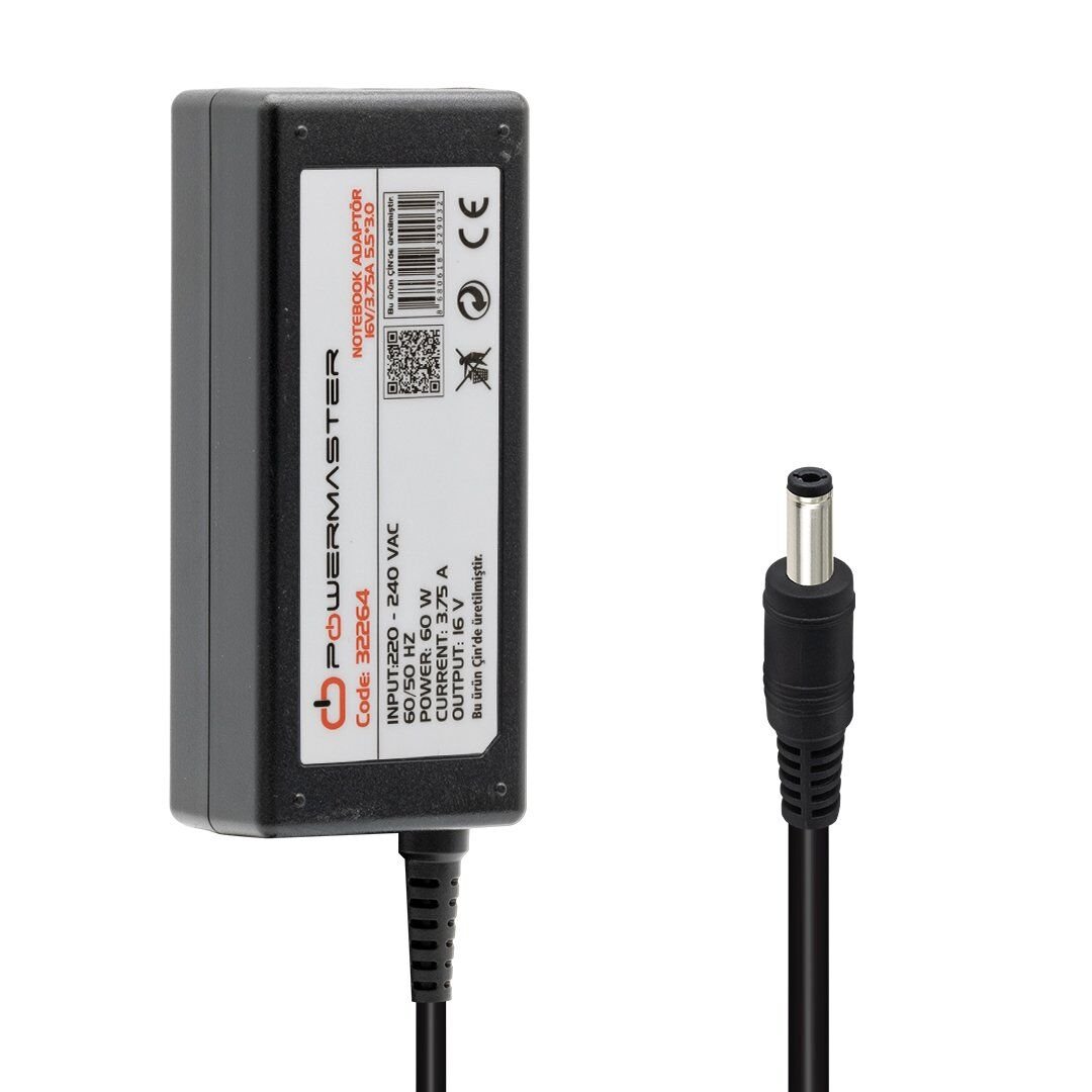 Powermaster PM-32264 16 Volt - 3.75 Amper 5.5*3.0 Mm İğneli Uç Adaptör (Samsung Notebook)
