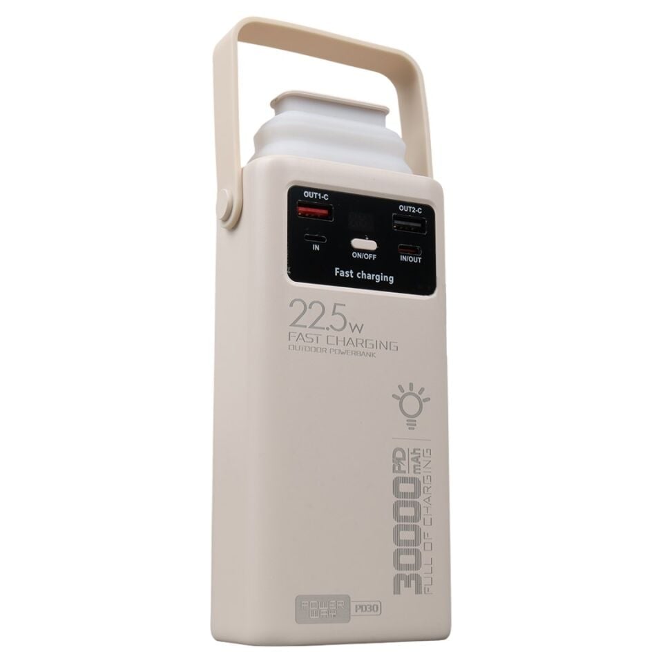 Powerway PD30 30.000Mah 22.5W PD & QC 3.0 Hızlı Şarj Destekli Dijital Göstergeli Powerbank