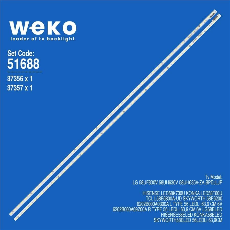 Wkset-6688 37356X1 37357X1 6202B000A0300A V580dj2-Ks5 2 Adet Led Bar (56Led)