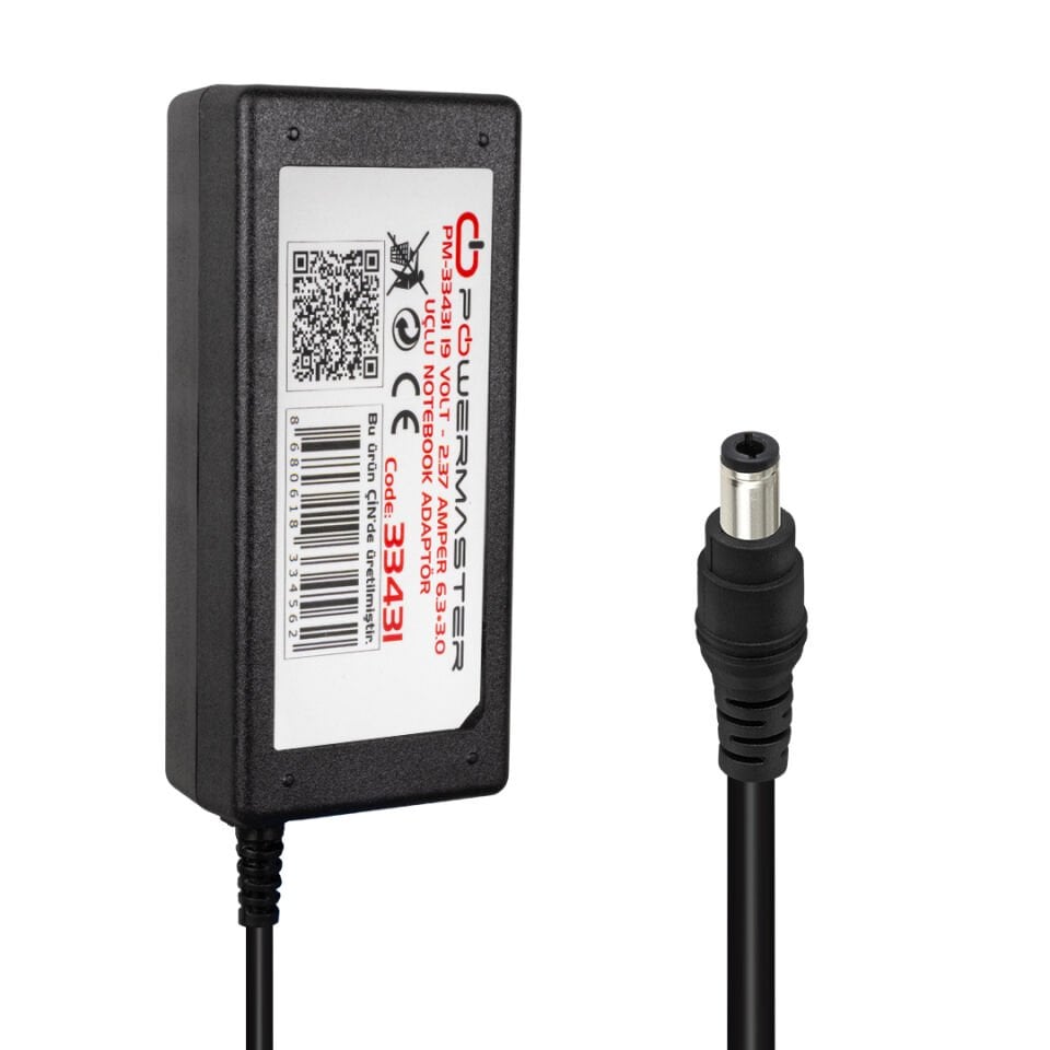 Powermaster PM-33431 19 Volt - 2.37 Amper 6.3*3.0 Mm Uçlu Adaptör (Toshiba Notebook)