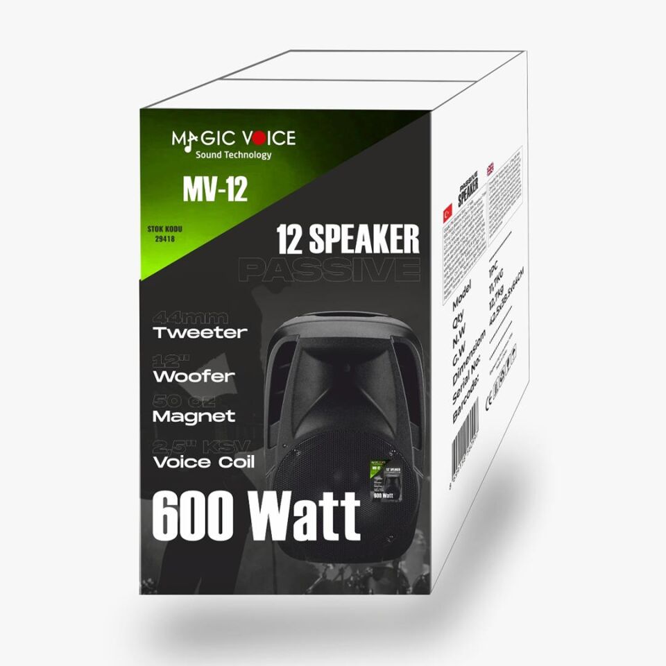 Magicvoice MV-12 600 Watt 12'' 2-Yollu Pasif Kabin Hoparlör
