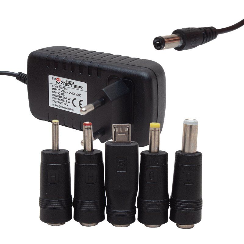 Powermaster PM-33780 5 Volt - 3 Amper - 15 Watt Çok Uçlu Universal Adaptör