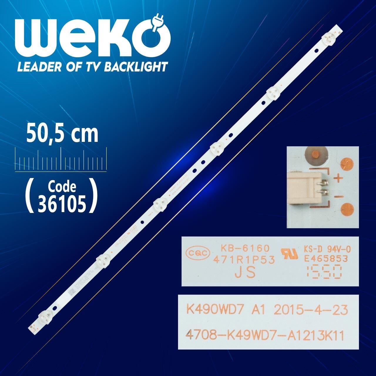 K490WD7 A1 4708 - K49WD7 - A1213K11 - ( 6 LEDLİ ) - 50.5 CM - Tv Led Bar