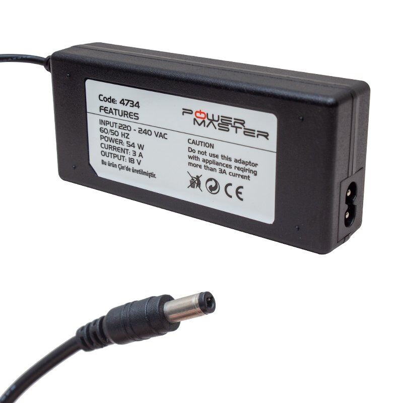 Powermaster PM-4734 18 Volt - 3 Amper 5.5*2.5 Mm Uçlu Santral Adaptörü