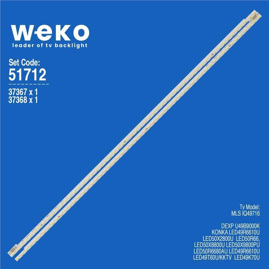 Wkset-6712 37367X1 37368X1 Konka Kdl49xs716an L/R 2 Adet Led Bar (56Led)