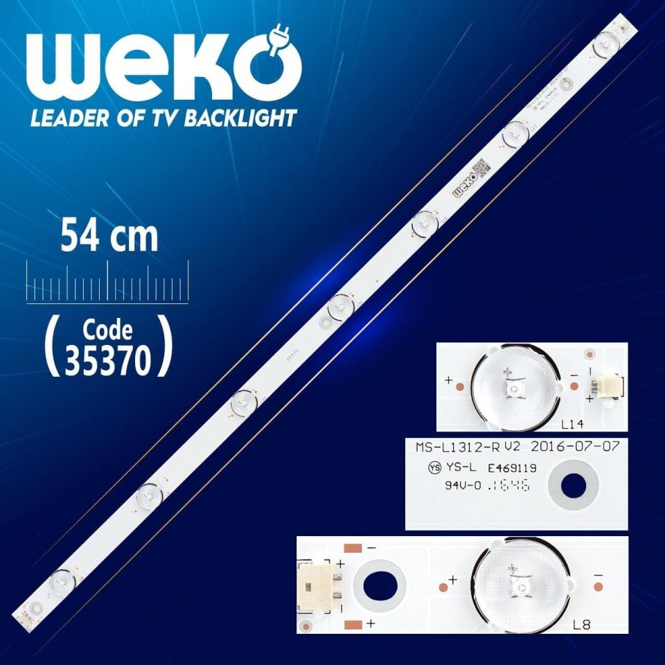 MS-L1312-R V2 - A3 192-196LM 6.2-6.4V 0X WR - 54 Cm 7 Ledli - WK-977 Led Tv Bar