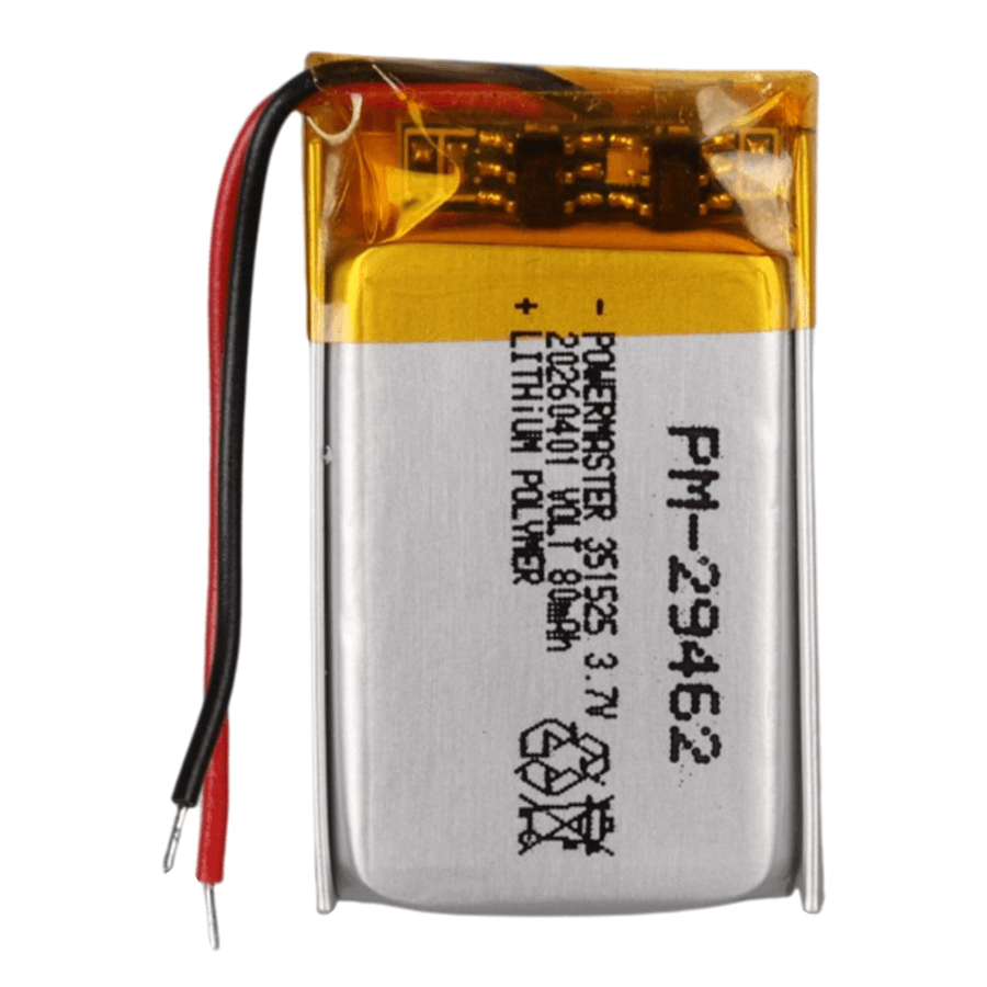 Powermaster PM-29462 3.7V 80Mah 351525 Soketsiz Lityum Polimer (Li-Po) Batarya Şarj Edilebilir Pil