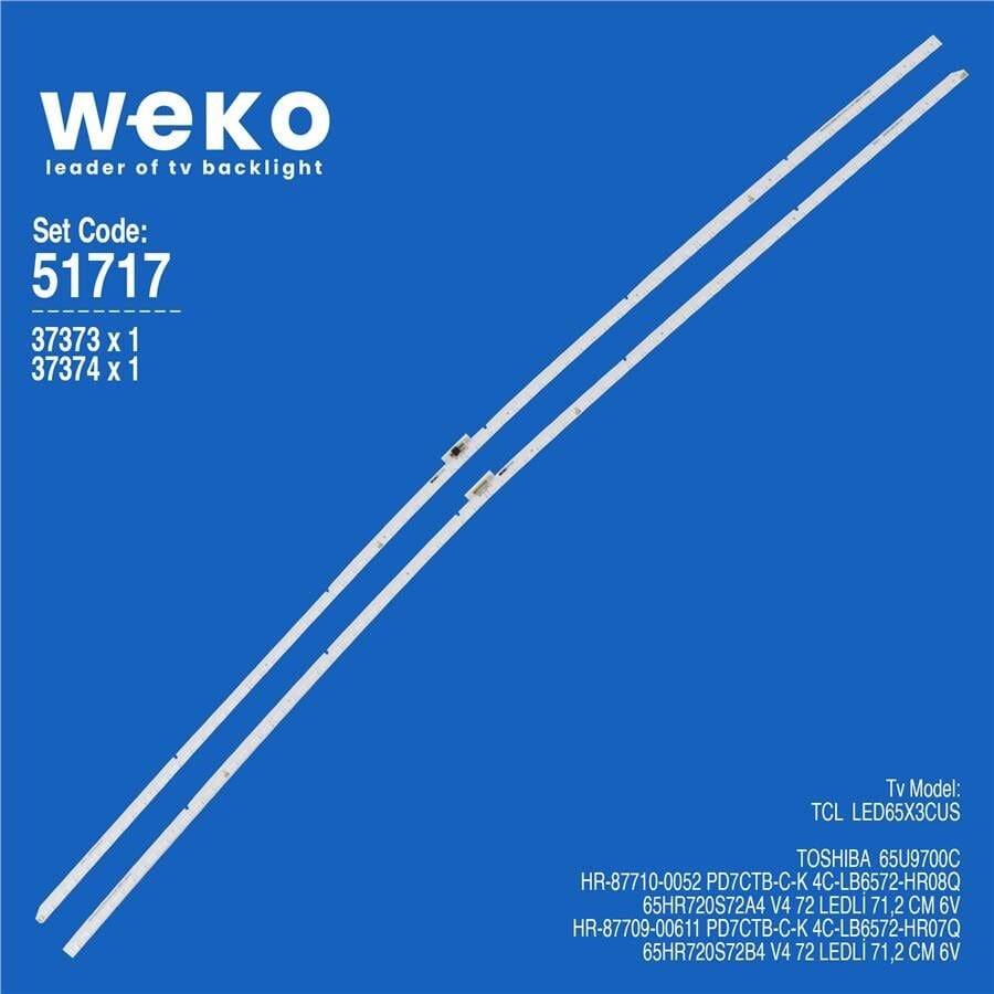 Wkset-6717 37373X1 37374X1 65Hr720s72a4 /B4 V4 2 Adet Led Bar (72Led)