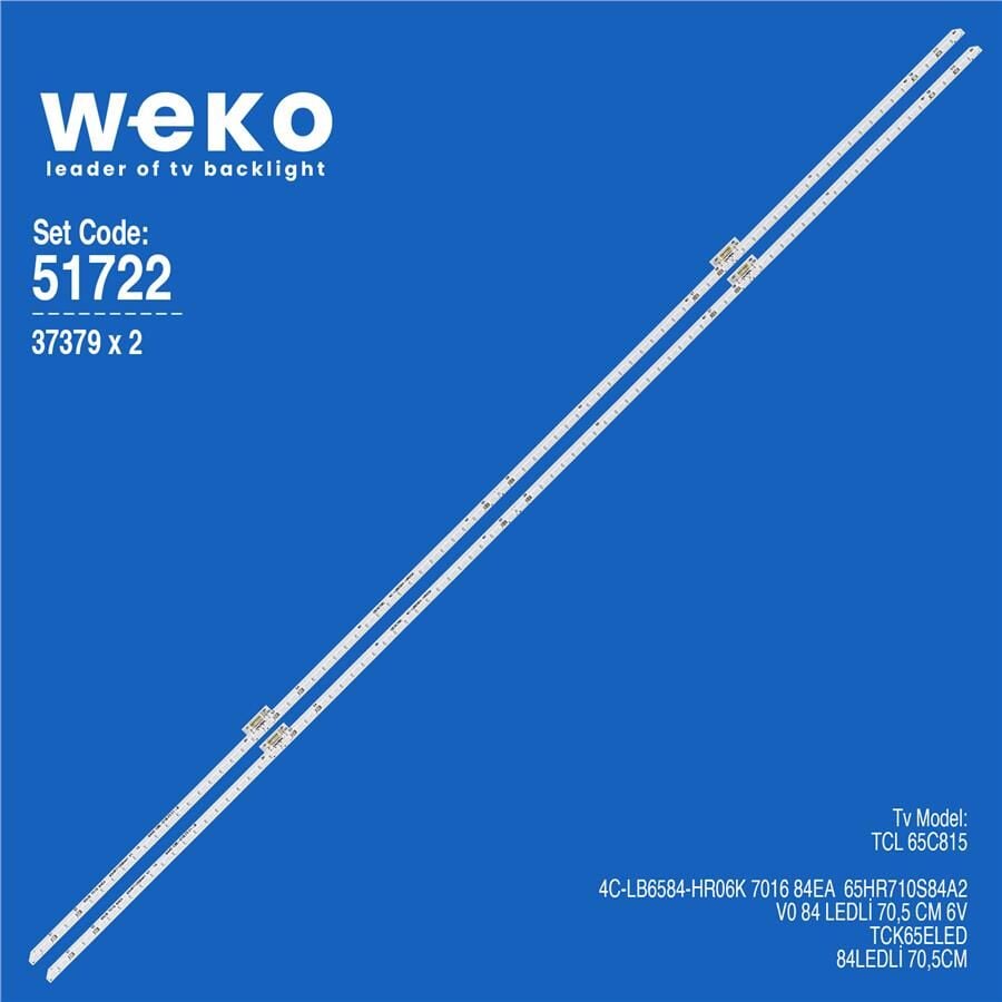 Wkset-6722 37379X2 4C-Lb6584-Hr06k 7016 84Ea 2 Adet Led Bar  (Mavi Işık Çift Soket) (84Led)
