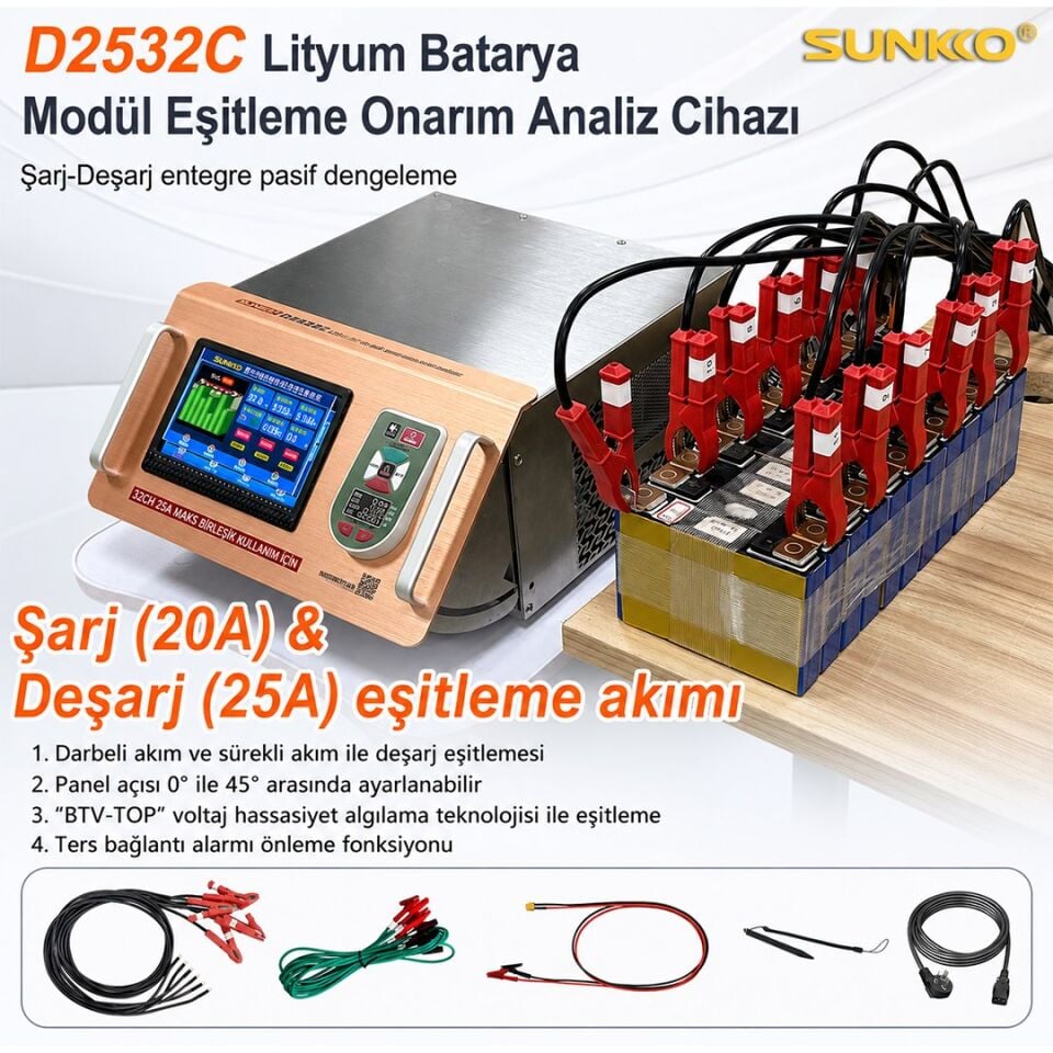Sunkko D2524C+WIFI Lityum Pil Dengeleme Makinesi