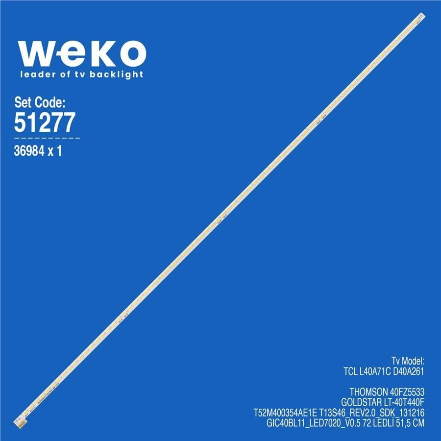 Wkset-6277 36984X1 T52m400354ae1e T13S46_Rev2.0_Sdk_131216 1 Adet Led Bar (72Led)