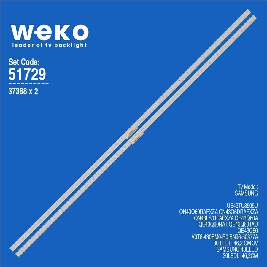 Wkset-6729 37388X2 V0T8-430Sm0-R0 Bn96-50377A 2 Adet Led Bar (30Led)