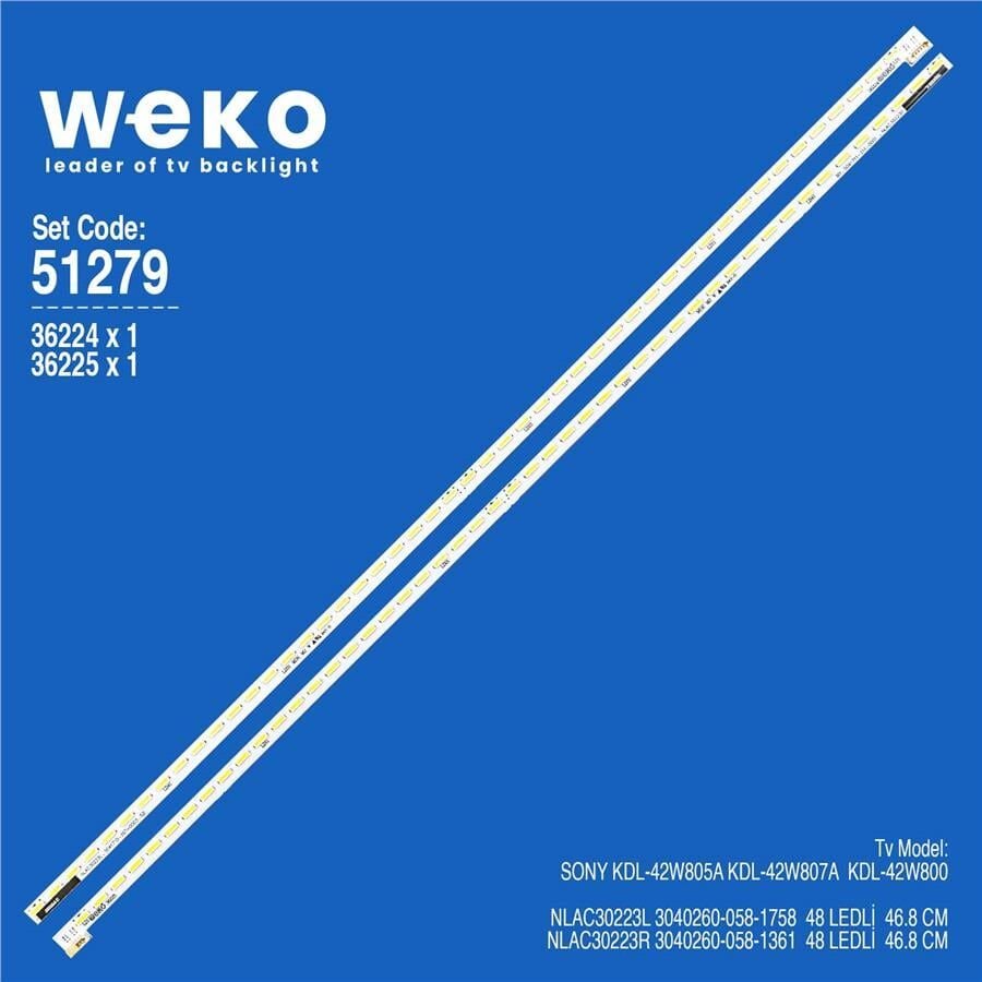 Wkset-6279 36224X1 36225X1 Nlac30223l/Nlac30223r 2 Adet Led Bar (48Led)