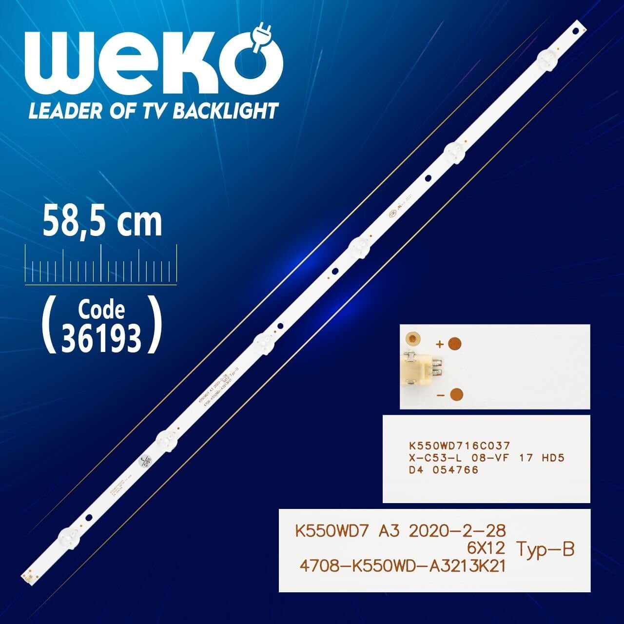 K550WD7 A3 6X12 TYP-B 4708-K550WD7-A3213K21 6 Ledli Tv Led Bar