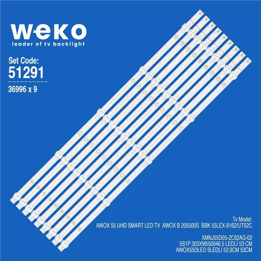 Wkset-6291 36996X9 Xmnj55d05-Zc62ag-02 5S1P 303Xm550046 9 Adet Led Bar