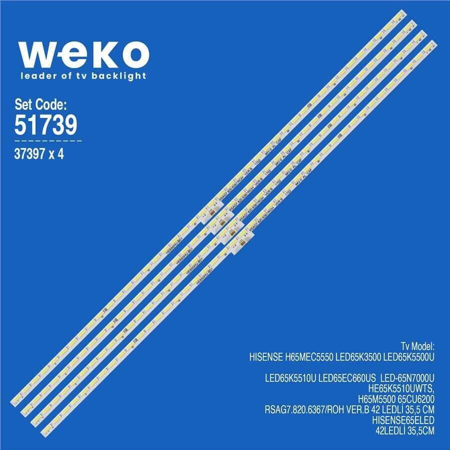 Wkset-6739 37397X4 Rsag7.820.6367/Roh Ver.B 4 Adet Led Bar (42Led)