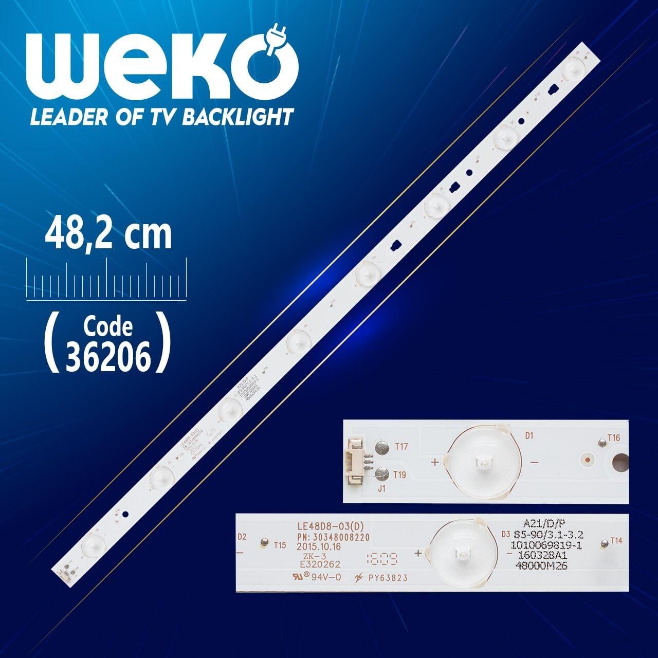 LE48D8-03(D) PN:30348008220  48000M26 - (8 Ledli) - 48.2 Cm - Tv Led Bar