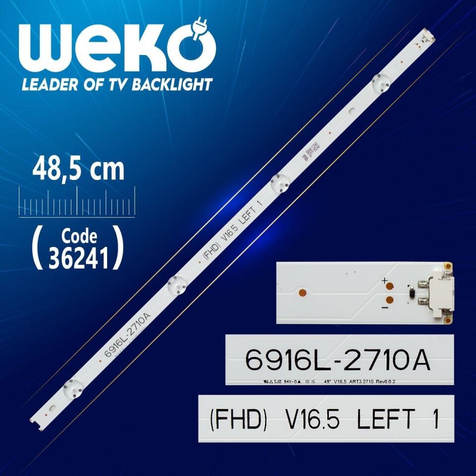 49'' V16.5 ART3 2710 REV0.02  6916L - 2710 - ( 4 LEDLİ ) - 48.5 CM - Tv Led Bar