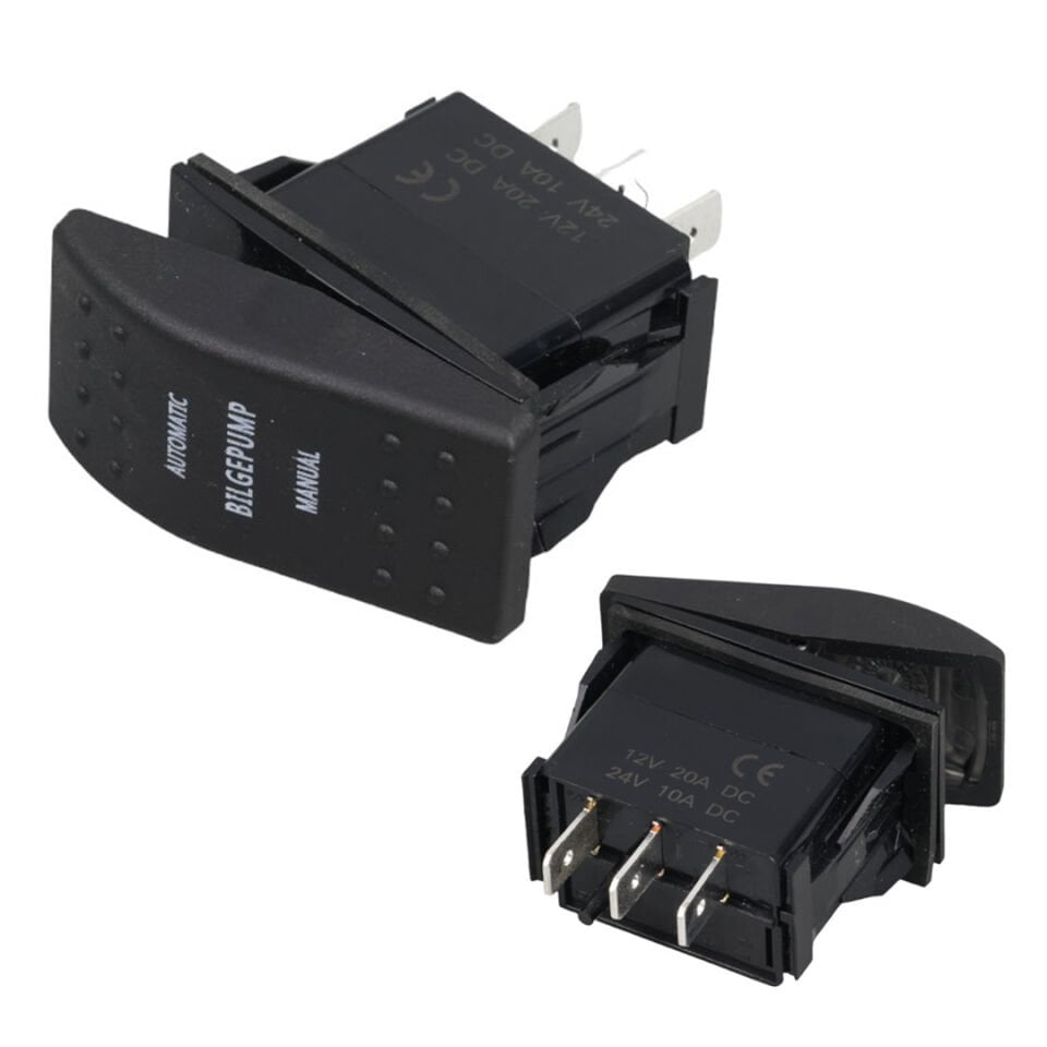 Powermaster ﻿Sintine Pompa Sembollü Işıksız Yaylı 3 Pinli On-Off 12-24V Marin Switch