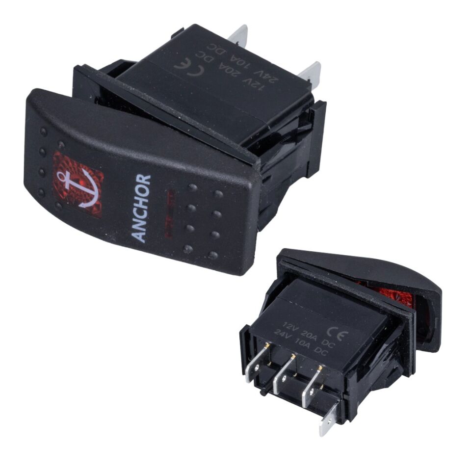 Powermaster ﻿Çapa Sembollü Yaylı Işıksız 3 Pinli On-Off 12-24V Marin Switch