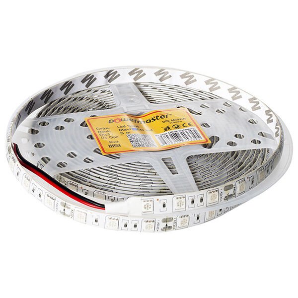 Powermaster Silikonlu 3 Çipli 5 Metre Mavi Şerit Led